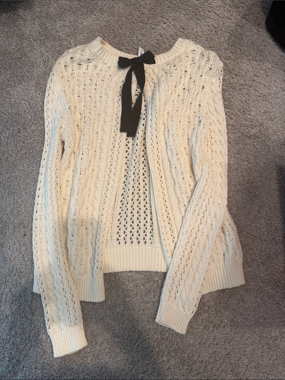 Bethany Mota Cream Open-Weave Cardigan